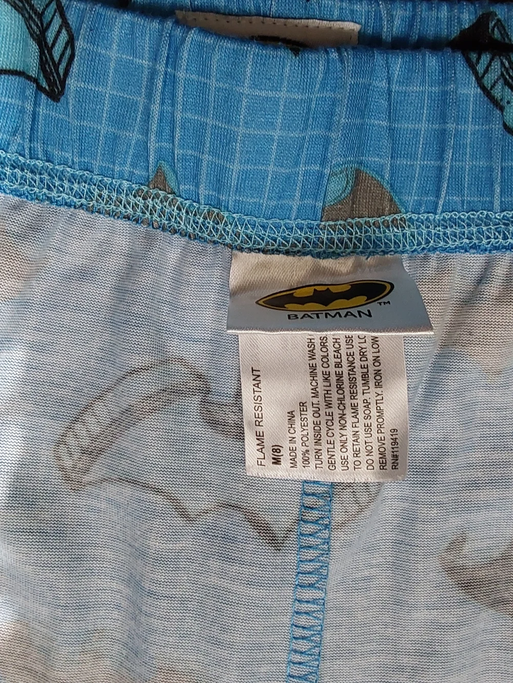 Batman Pajama 2 Piece Set Boys Size 8 Blue/Black/Grey New Without Tags
